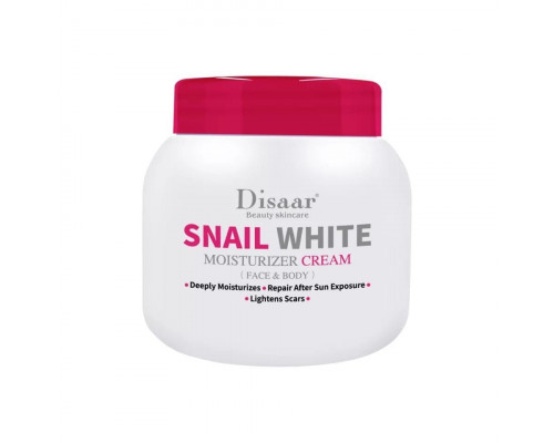 Отбеливающий увлажняющий крем для лица и тела с муцином Белой Улитки DISAAR Snail White Moisturizing Cream Face & Body 250 мл (XE180)