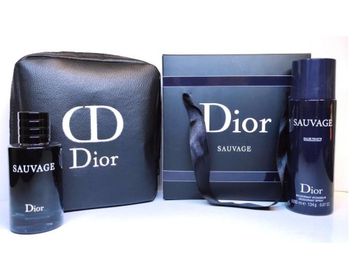 Подарочный набор парфюм + дезодорант Christian Dior Sauvage EDT